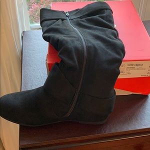 Dream Pairs knee high wide calf black suede boots